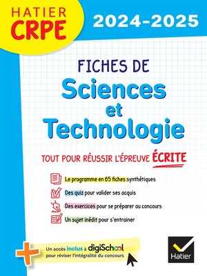 cover image of Fiches de Sciences et Technologie--Epreuve écrite 2024/2025